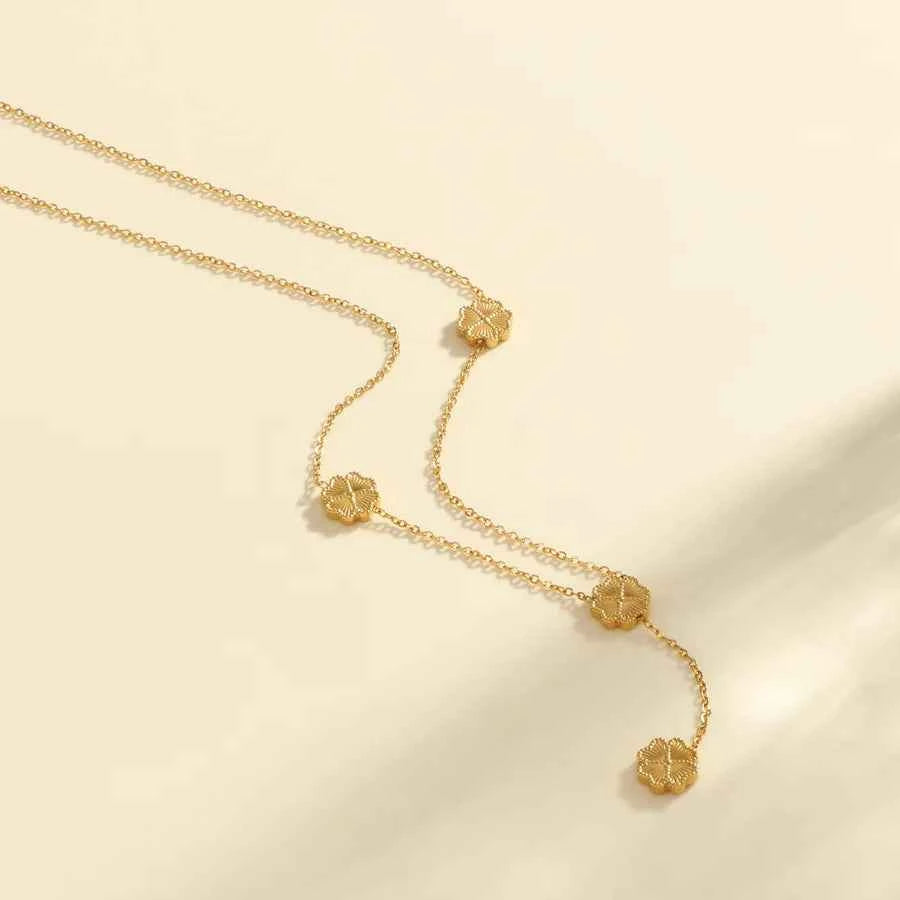 Gold Four-Leaf Clover Pendant Necklace