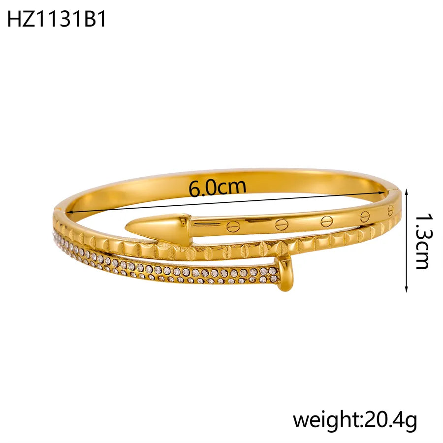 Elegant Zircon Titanium Steel Bangle One Size Hz1131b1 9*9*1