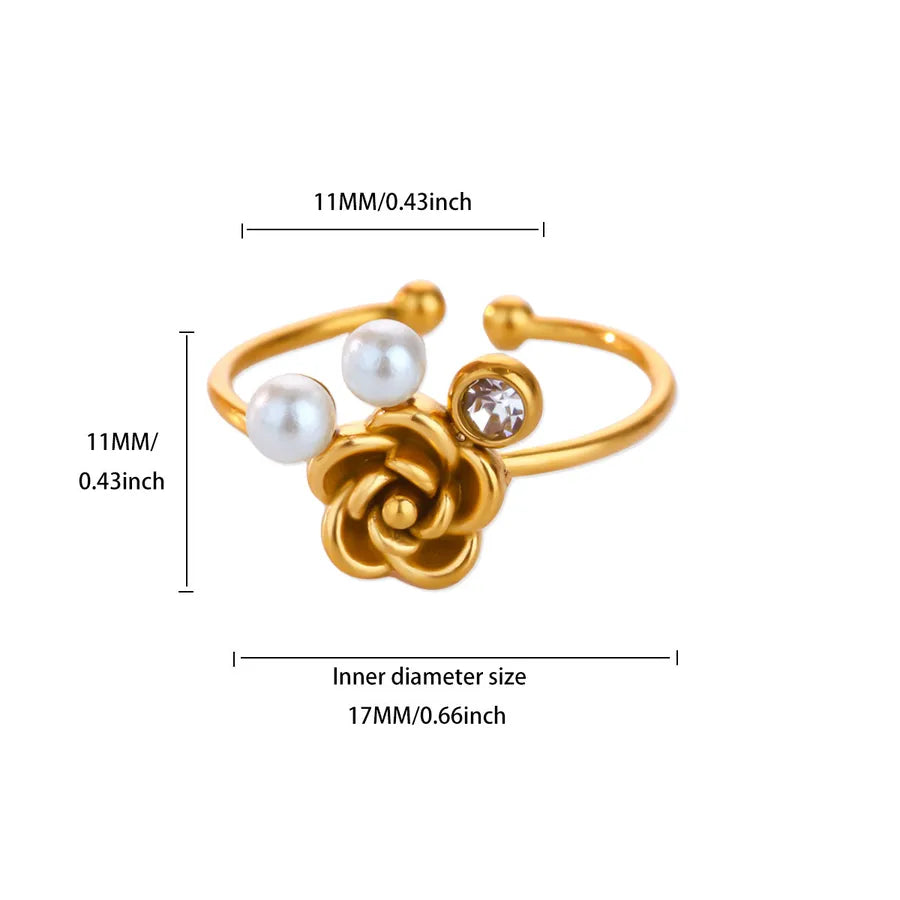 Boho Floral 18K Gold Open Ring for Women 4