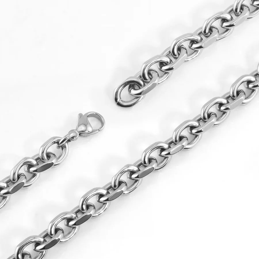 Unisex Titanium Steel Geometric Bracelet Oval Corner Necklace 8mm*50cm