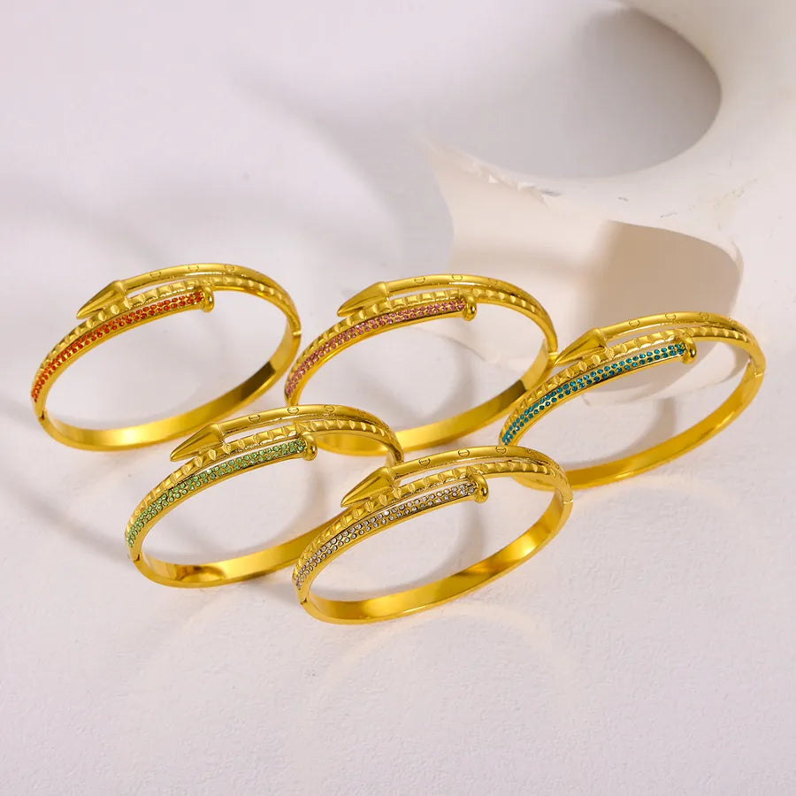 Elegant Zircon Titanium Steel Bangle
