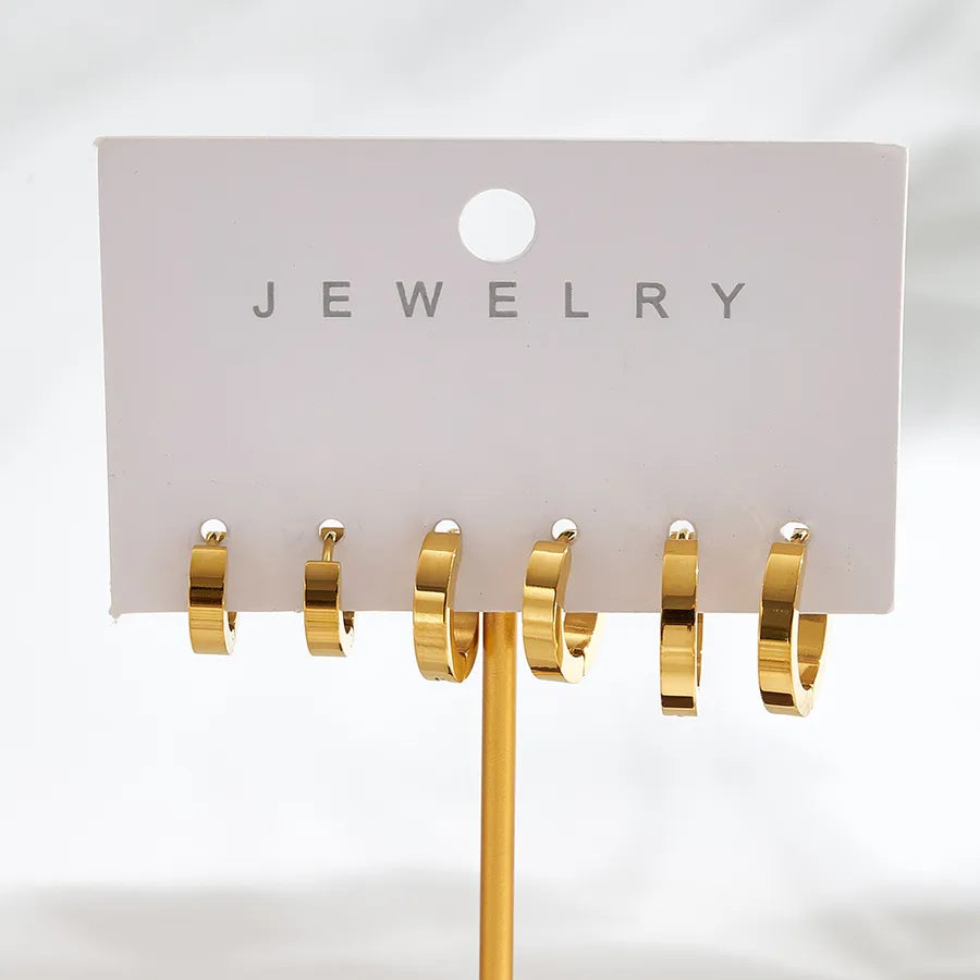 18K Gold Hammered Stainless Steel Hoop Earrings Needle Thickness: Approximately 0.95mm A 1 Set Package