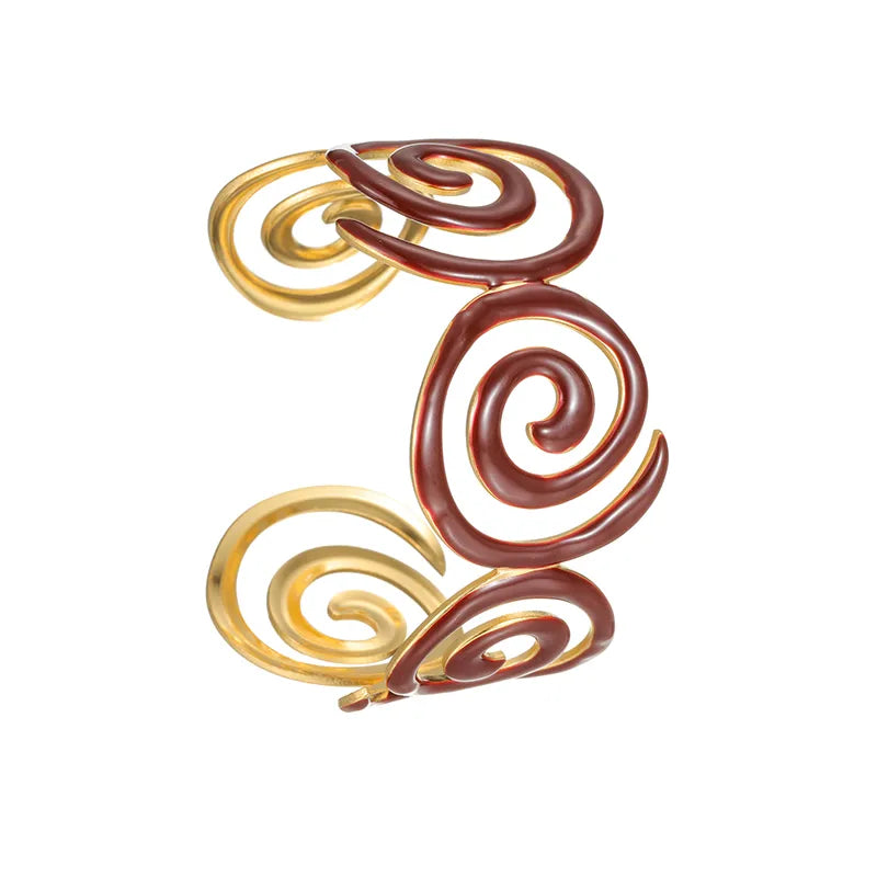 Gold Spiral Open Bangle Bracelet for Women