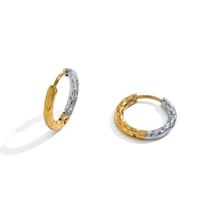 18K Gold Plated Textured Round Earrings