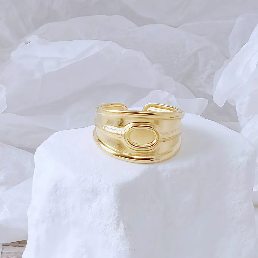 Gold Bamboo Titanium Steel Open Ring Adjustable Opening Golden Hydraulic J27