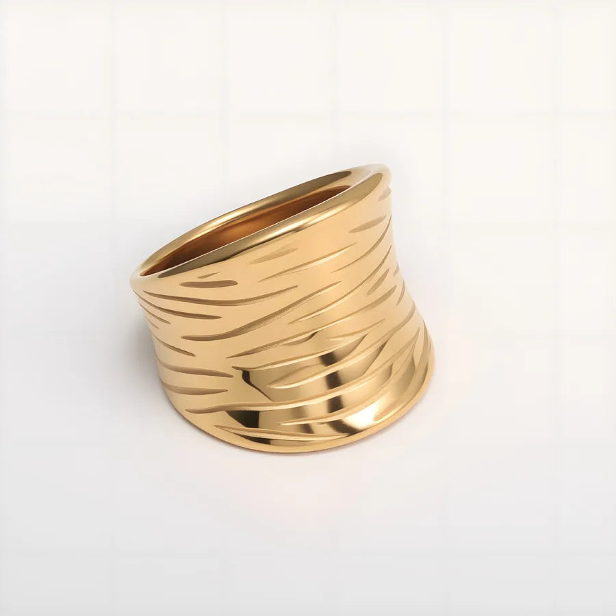 Geometric Wide Band Stainless Steel Ring