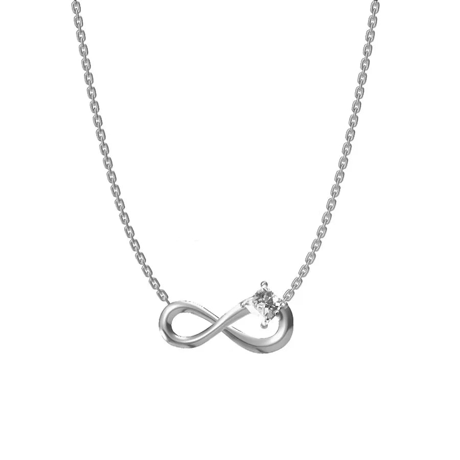 Titanium Infinity Necklace with Zircon N0072S Steel Color Square Model