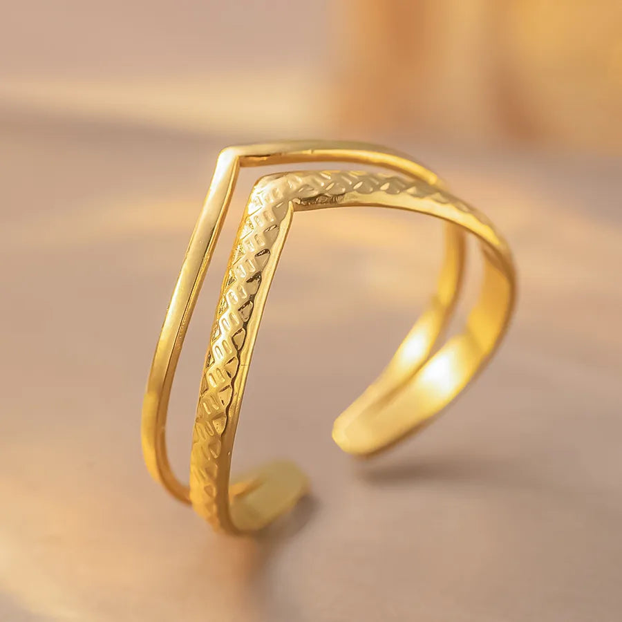 Heart-Shaped Titanium Steel Adjustable Ring K247 Gold Ring Adjustable