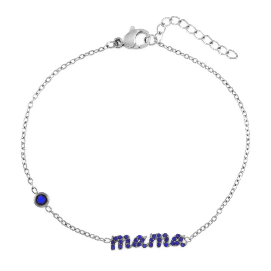 Heart-Shaped Zircon Titanium Steel Bracelet B0234S Mom Bracelet