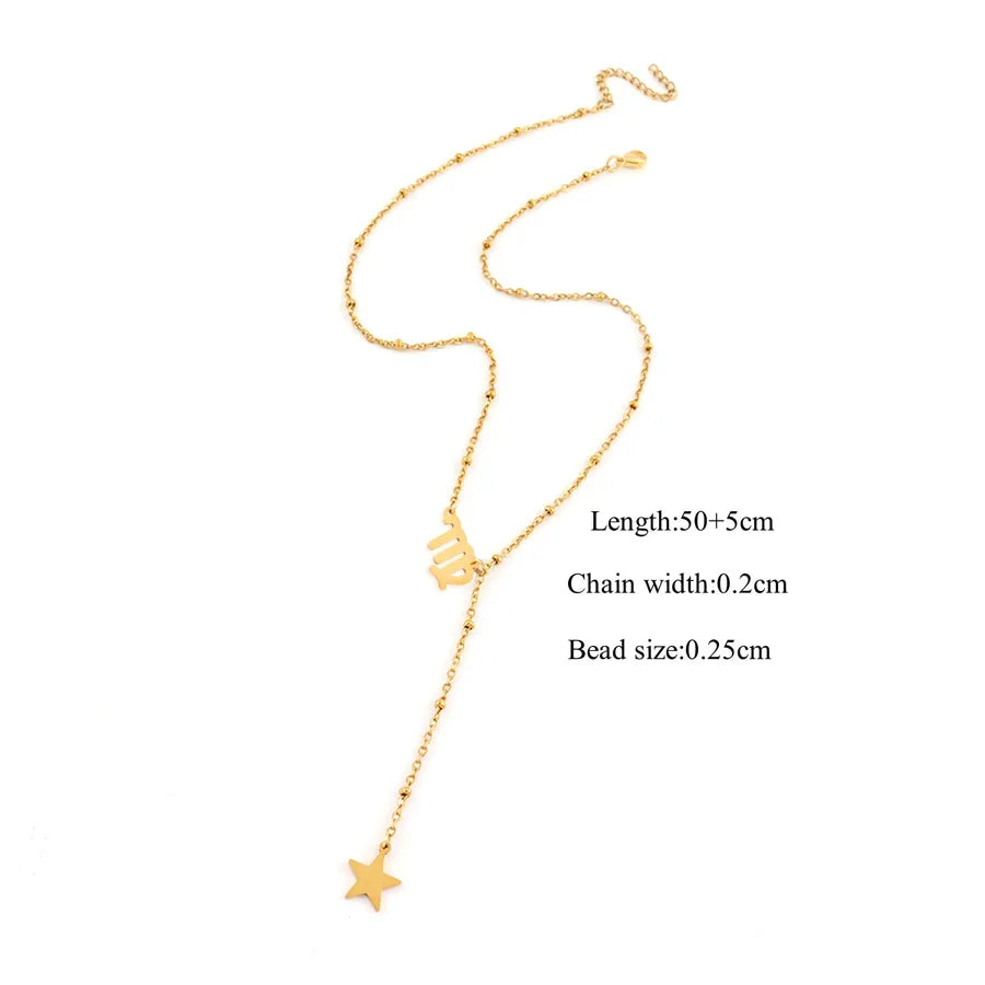 Gold Constellation Pendant Necklace – Stainless Steel Gold Virgo