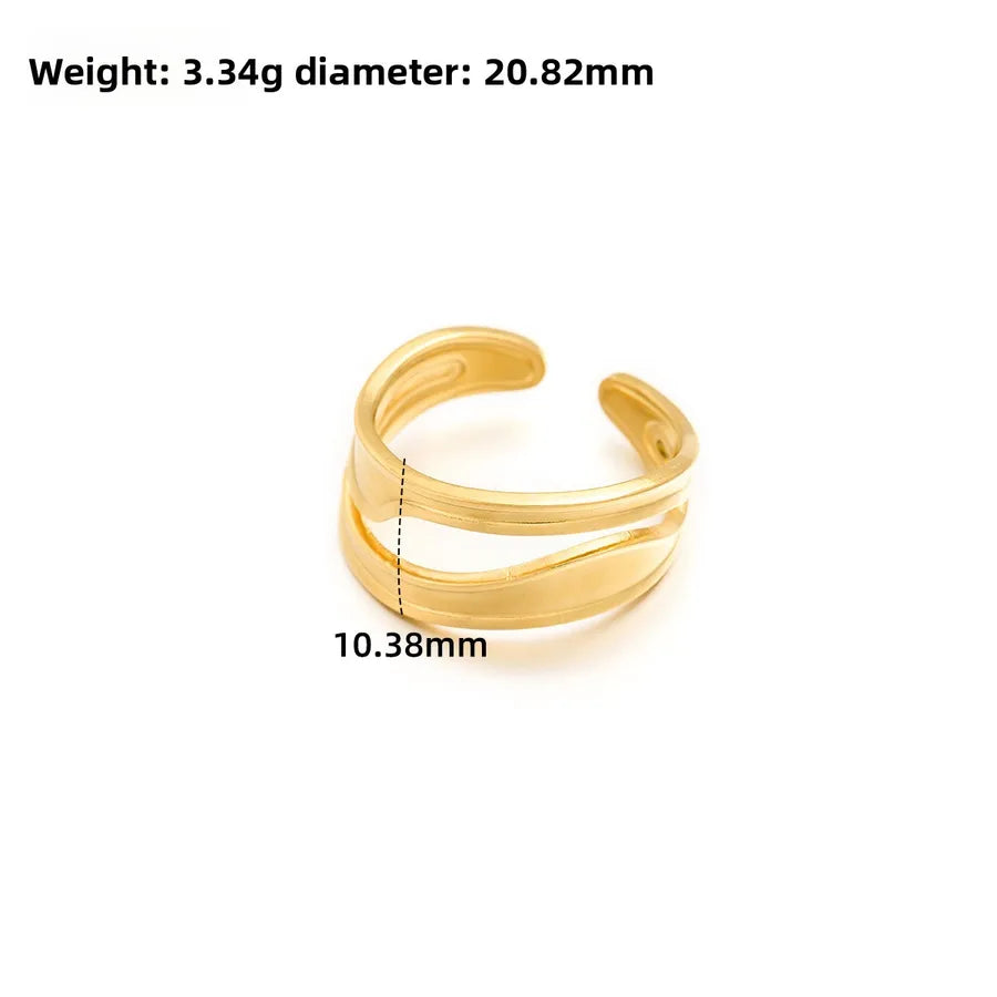 Gold Open Heart Stainless Steel Ring Adjustable Opening J321-Y Steel Color