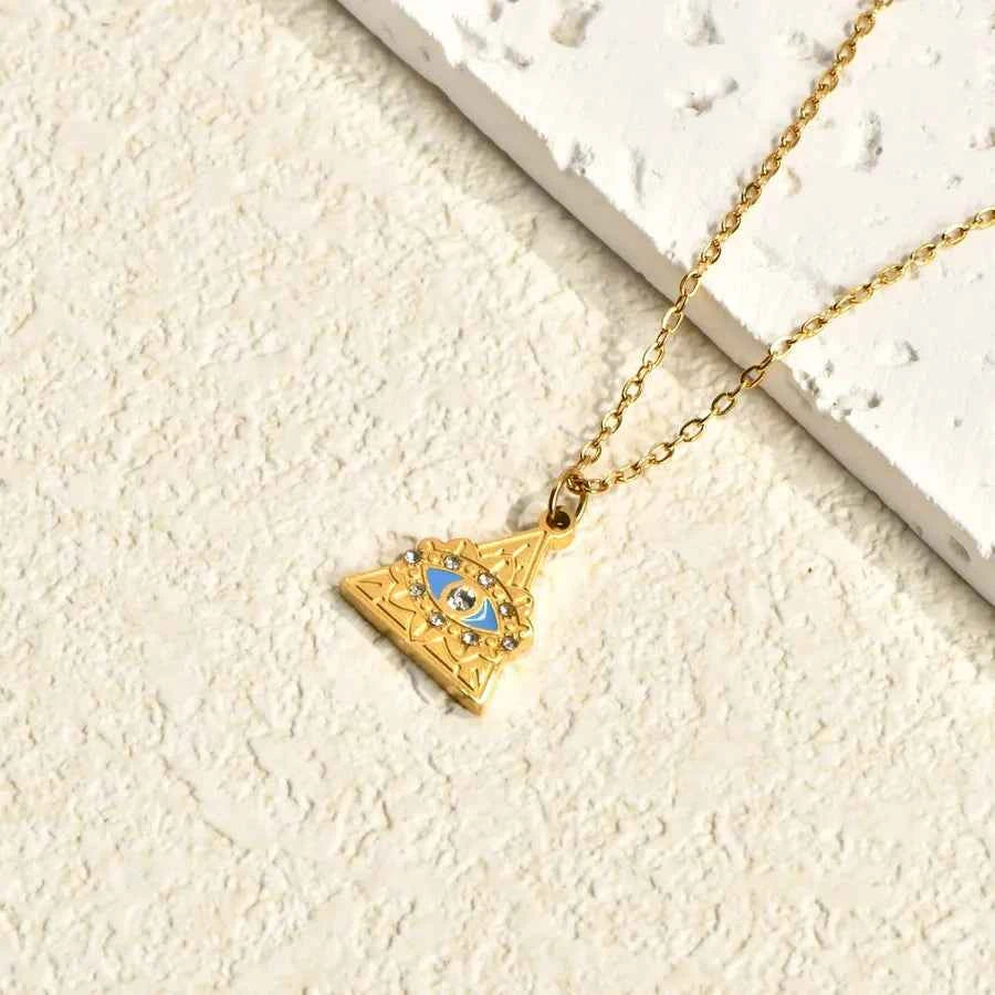 18K Gold Evil Eye Pendant Necklace