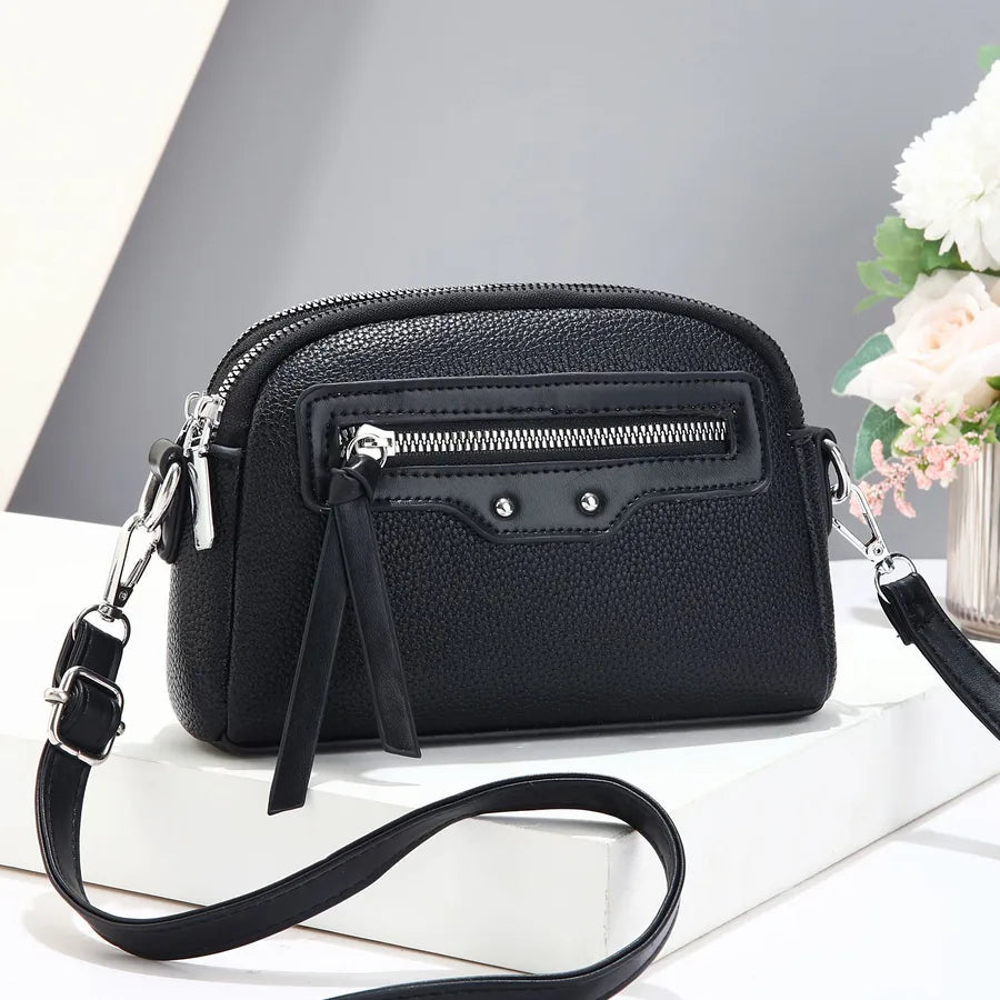 Minimalist Women's Crossbody Shoulder Bag Black Horizontal 15*5*18CM