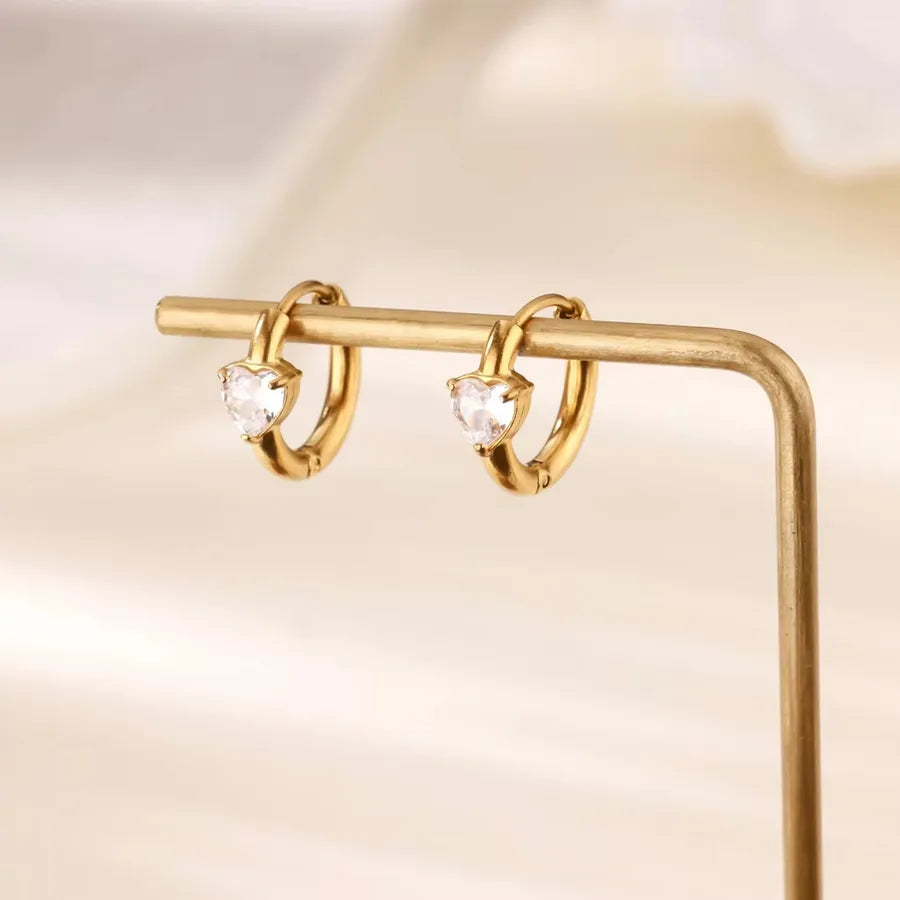 Heart-Shaped Color Diamond Earrings in 18K Gold