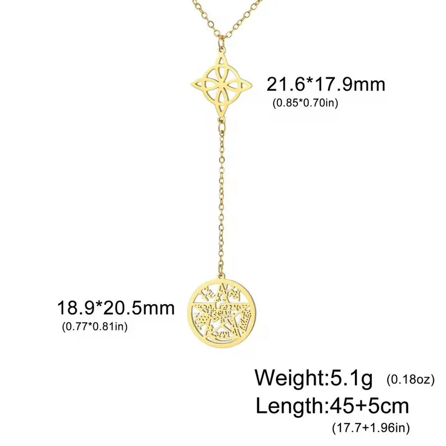 Stainless Steel Pentagram Pendant Necklace Golden-Style 3