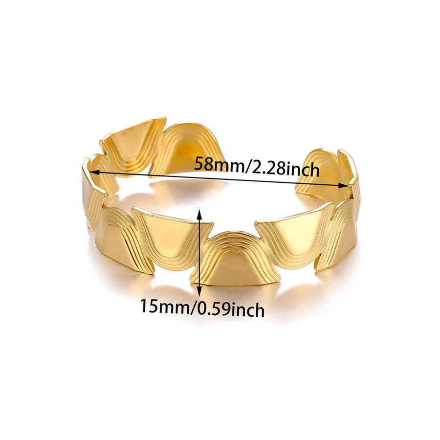 Oversized Gold Stainless Steel Bangle for Women B1866G