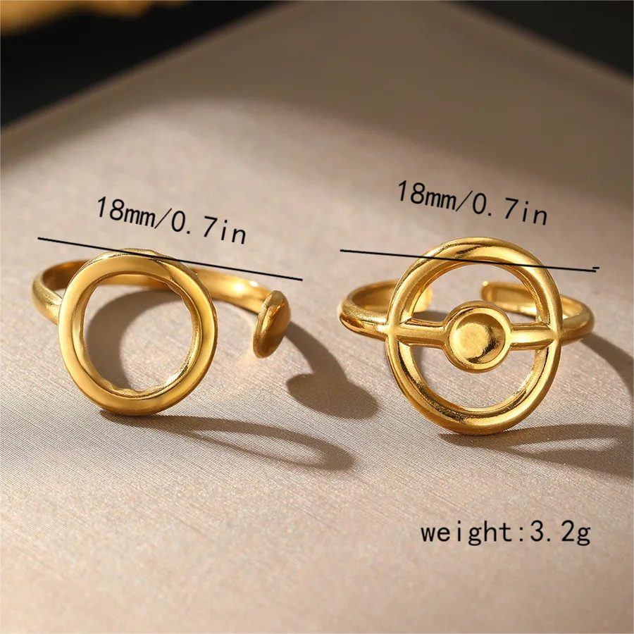 Adjustable Gold Stainless Steel Open Ring Average Size Gold 009#