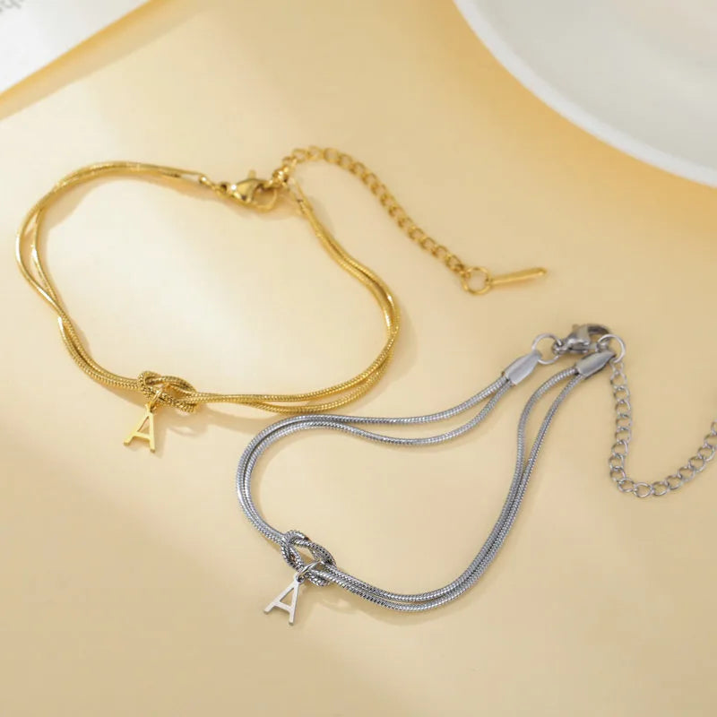 Double Layer Stainless Steel Letter Bracelet