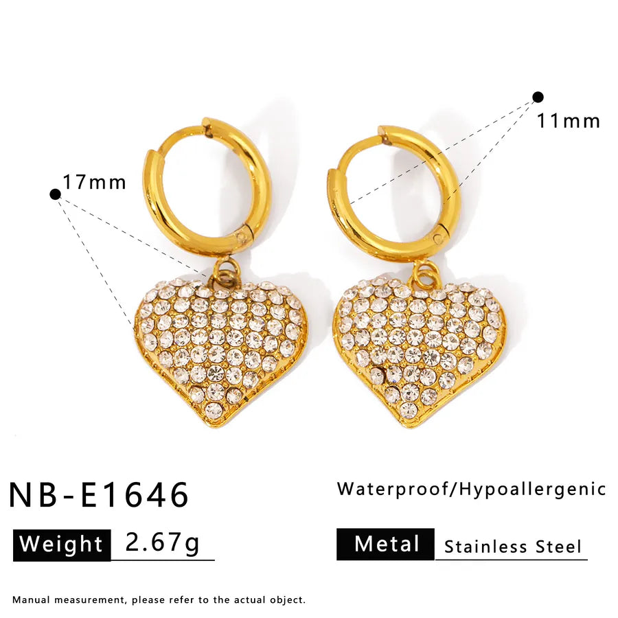 18K Gold Heart-Shaped Stainless Steel Earrings