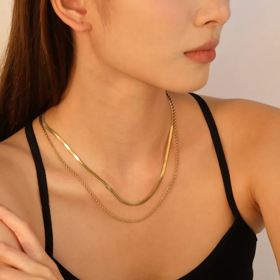 Double Layer Cross Chain Necklace – Gold Stainless Steel