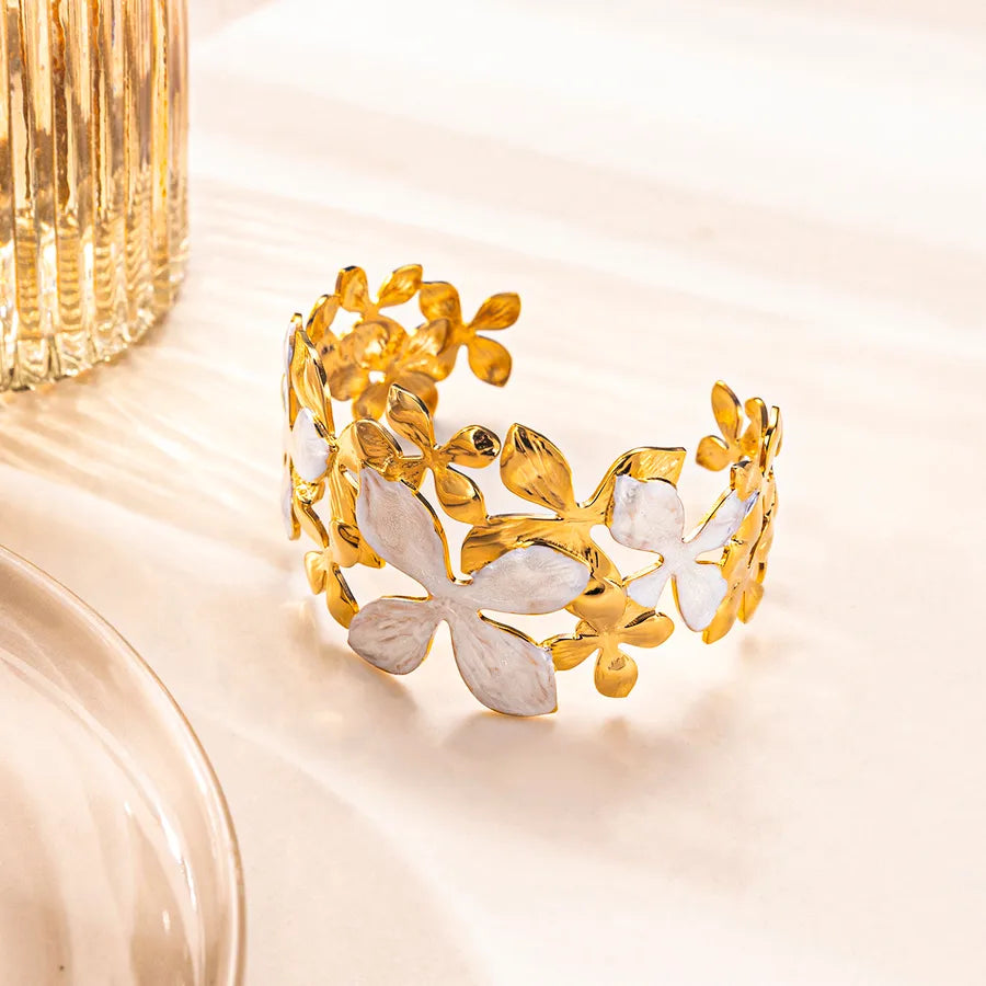 Gold Plated Stainless Steel Flower Bracelet
