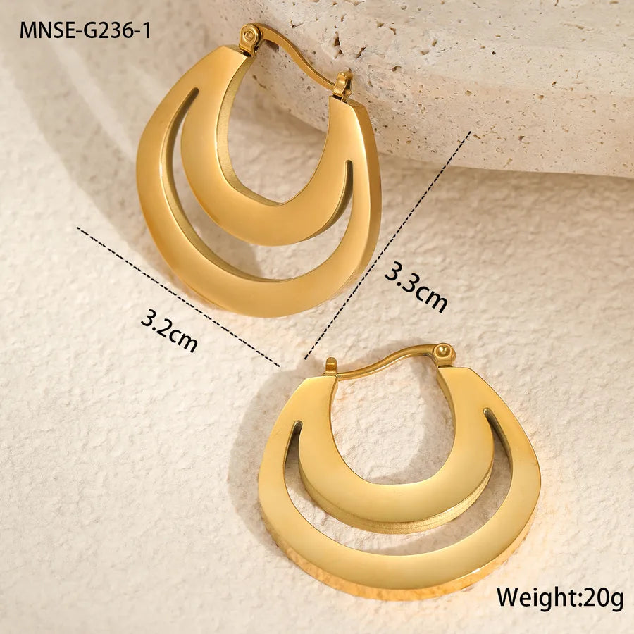 18K Gold Plated Geometric Stainless Steel Earrings NMSE-G236-1 Gold Earrings