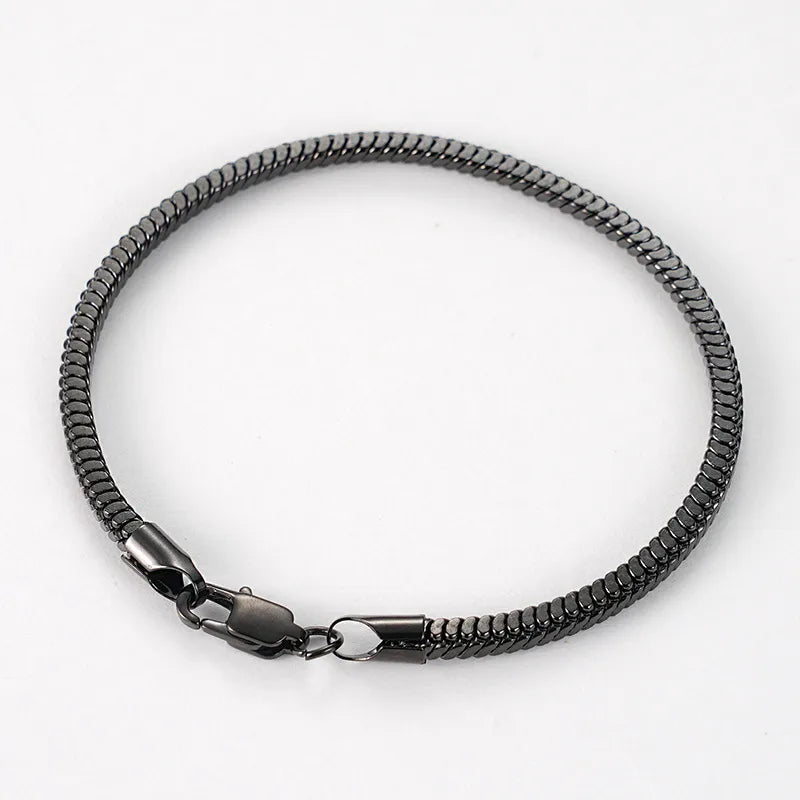 Titanium Steel Snake Bone Chain Bracelet Black Chain Width 2.0MM*19CM