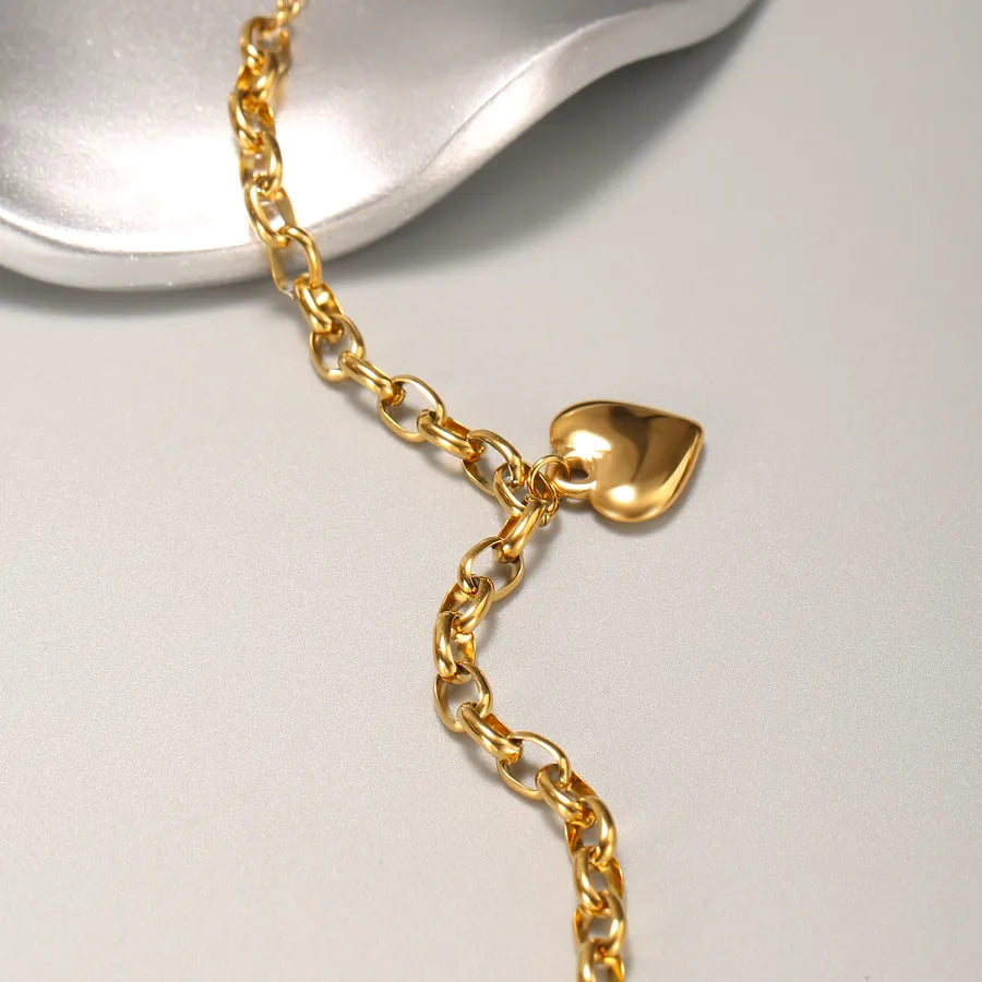 Gold Heart Pendant Chain Bracelet for Women