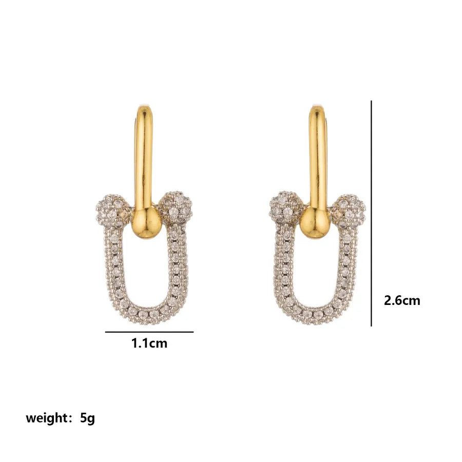 18K Gold Plated U-Shaped Jewelry Set Earrings-short