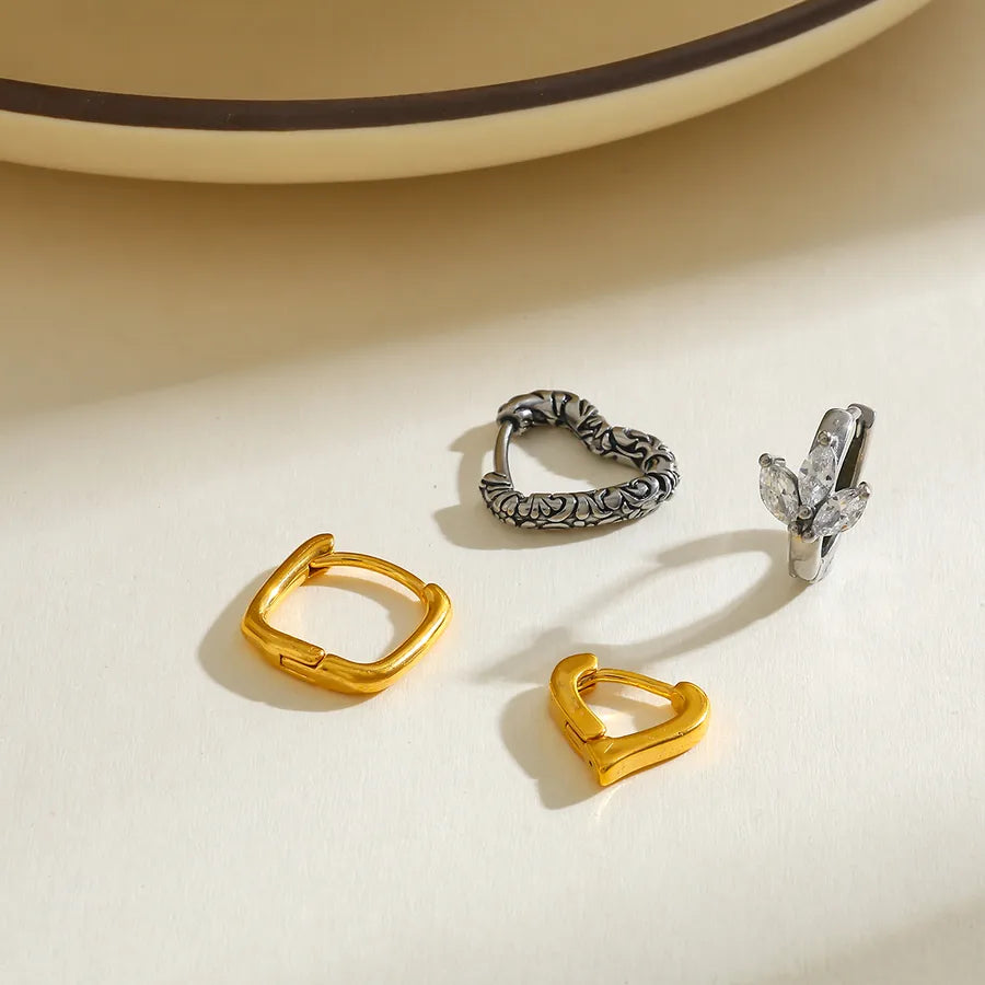 18K Gold Plated Heart Geometric Earrings