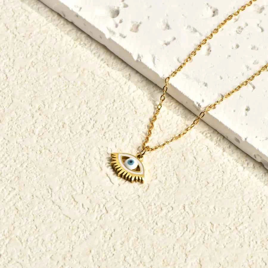 18K Gold Evil Eye Pendant Necklace