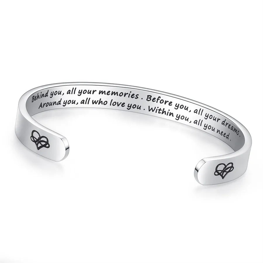 Retro Heart Stainless Steel Bangle 36-Graduation Gifts - Behind You All