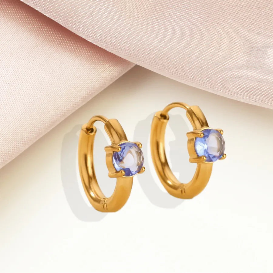 Minimalist Geometric Birthstone Hoop Earrings