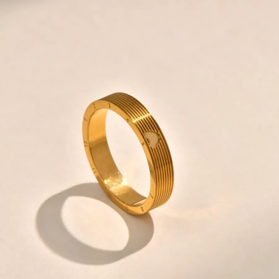 18K Gold Plated Heart & Pearl Geometric Ring Gold 3