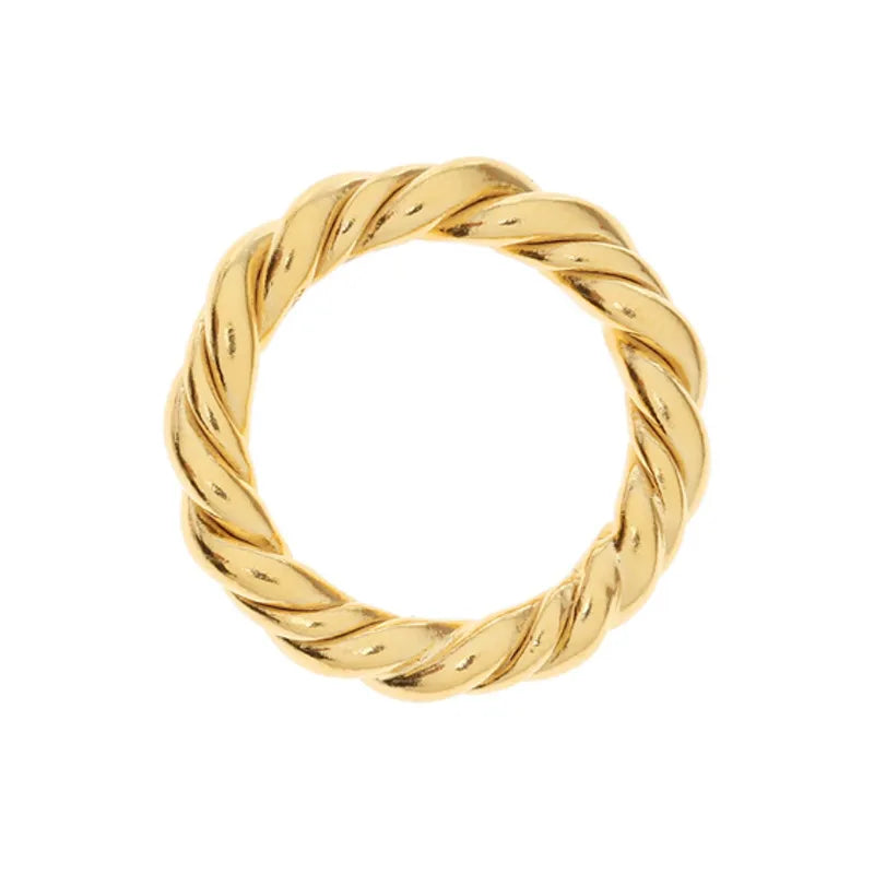 Gold Plated Thick Twisted Titanium Steel Ring