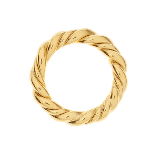 Gold Plated Thick Twisted Titanium Steel Ring