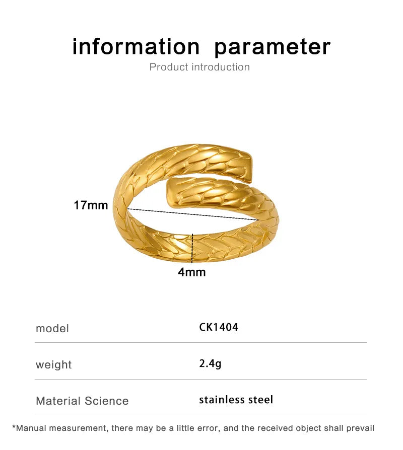 Gold Plated Adjustable Open Ring for Women