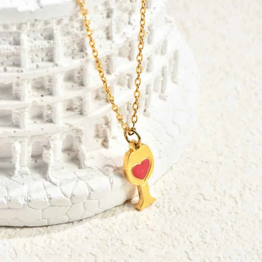 Gold-Plated Heart & Flower Pendant Necklace