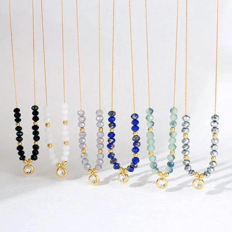 Gold Crystal Pendant Necklace for Women