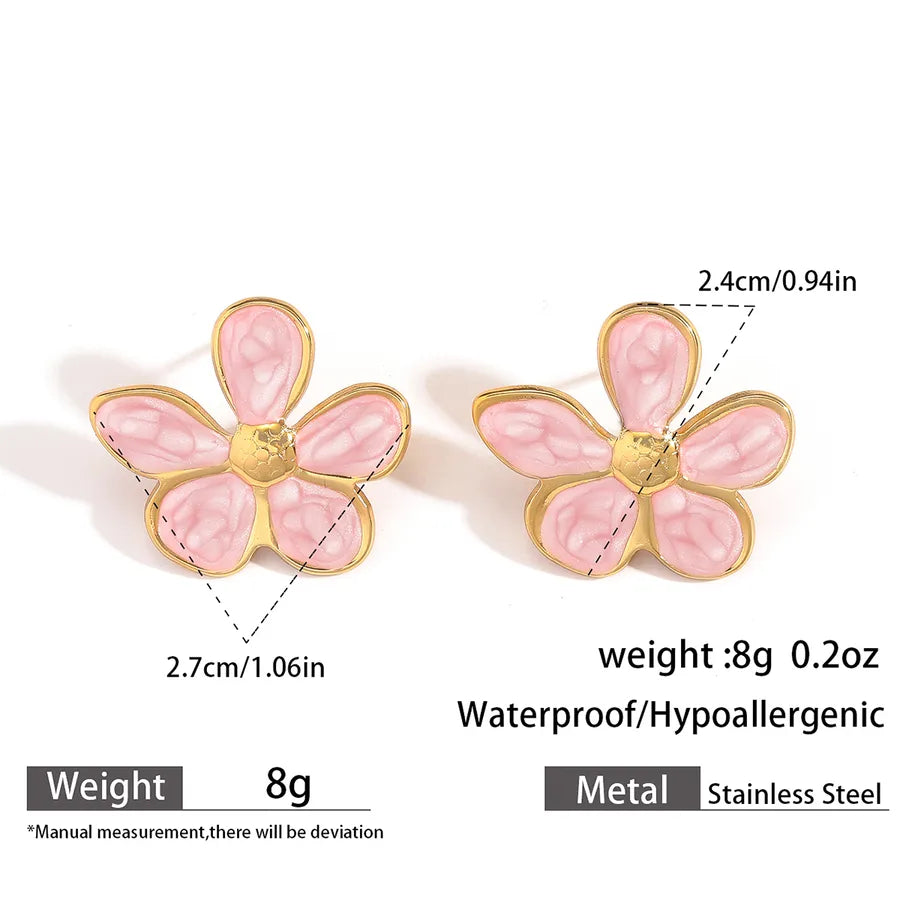 Gold Leaf Drop Earrings – Titanium Steel & Acrylic 16#