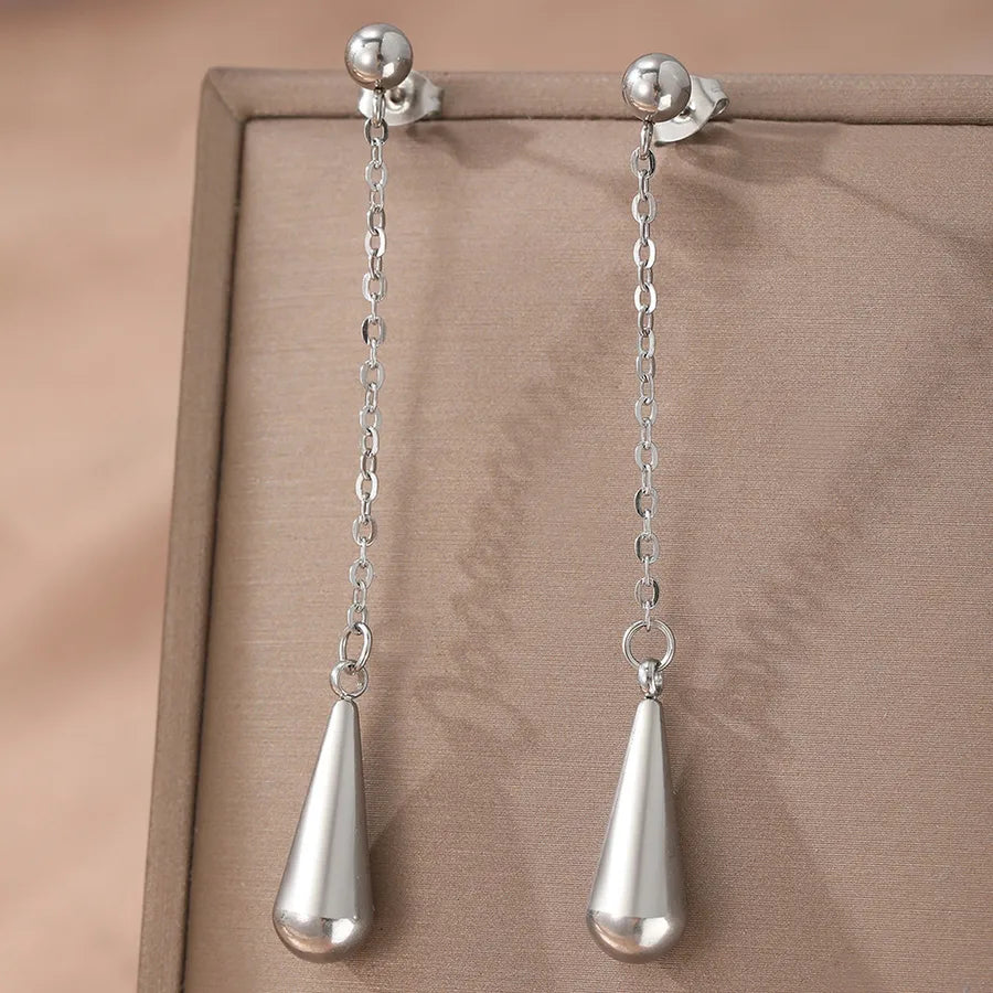 Gold Plated Stainless Steel Water Drop Earrings