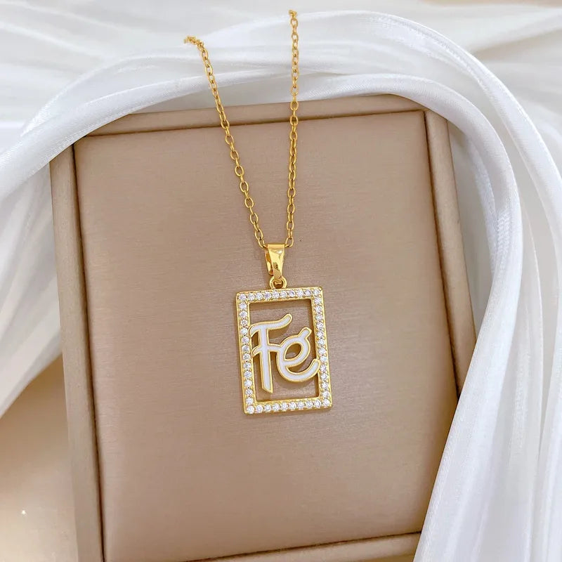 Gold Butterfly & Fish Choker Necklace D408 Titanium Steel Chain Copper Pendant