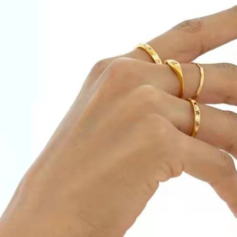 18K Gold Star Ring – Titanium Steel Luxury Design