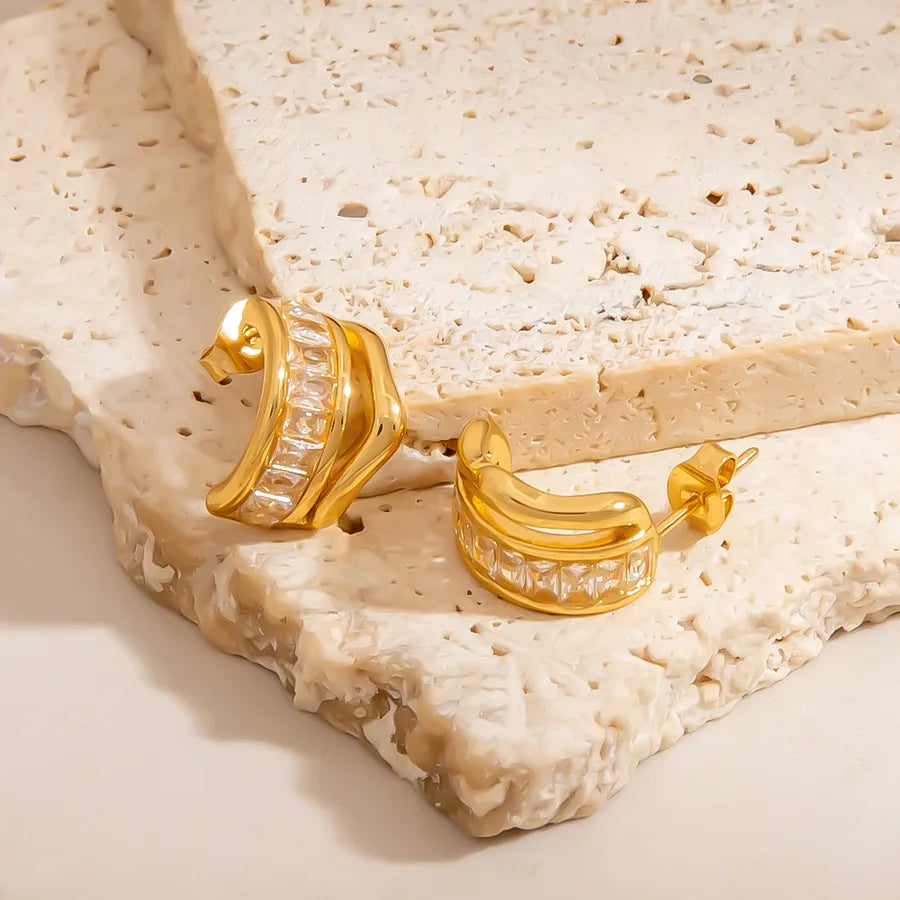 18K Gold Plated Stainless Steel Hoop Earrings