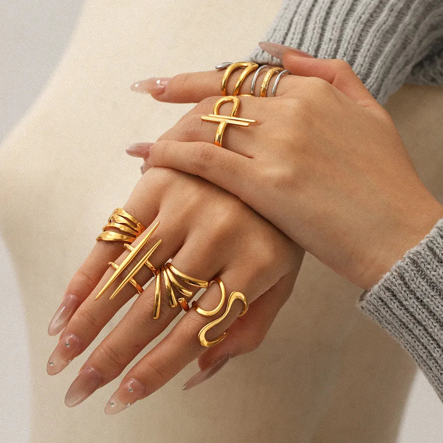 18K Gold PVD Coated Irregular Open Ring