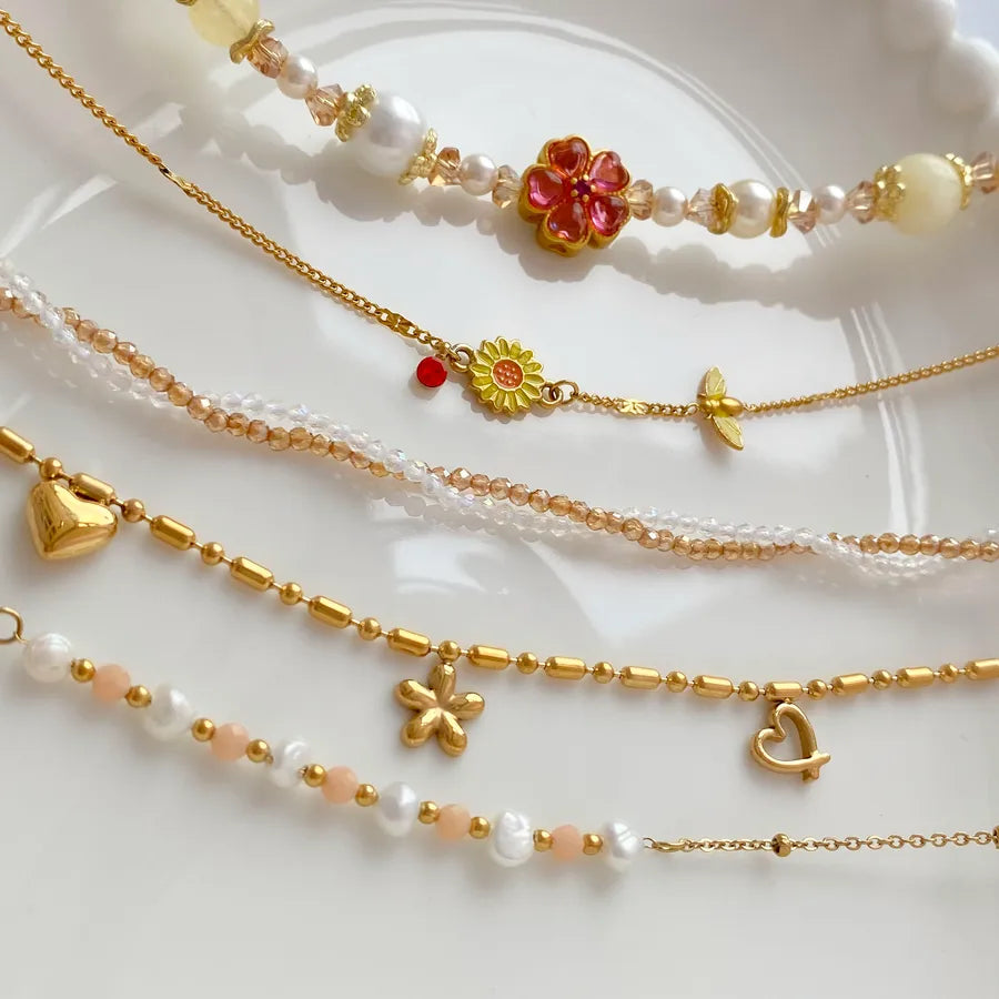 Elegant Gold-Plated Titanium Bracelet Stack