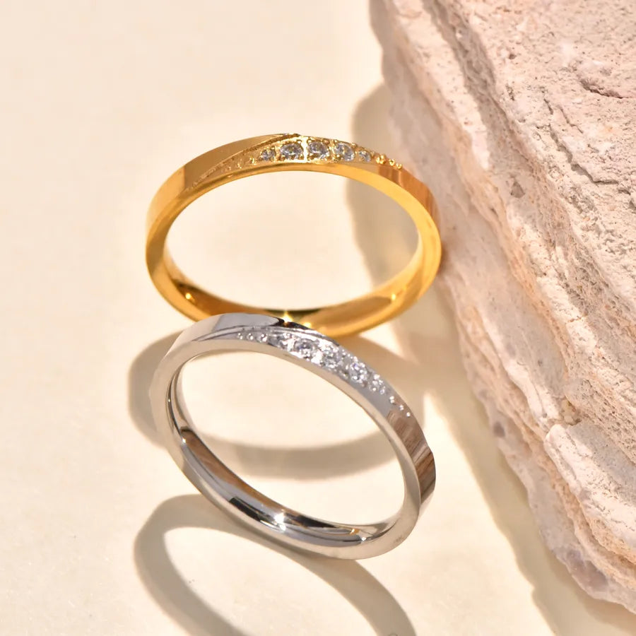 18K Gold Plated Titanium Steel Zircon Ring