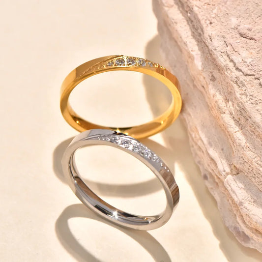 18K Gold Plated Titanium Steel Zircon Ring