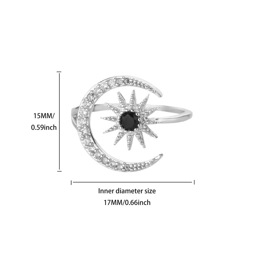 18K Gold Star & Moon Ring for Women JZ8367P