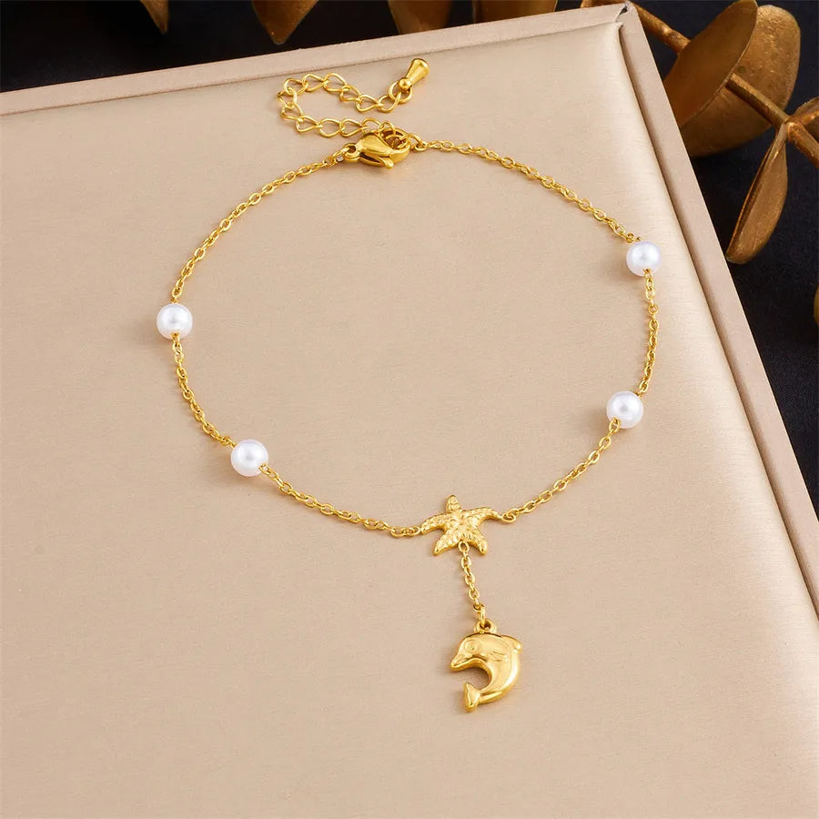 Double Layered Cherry Star Moon Anklet B1698